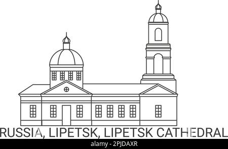 Russie, Lipetsk, Cathédrale de Lipetsk, illustration vectorielle de voyage Illustration de Vecteur