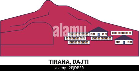 Albanie, Tirana, Dajti, illustration vectorielle de voyage Illustration de Vecteur