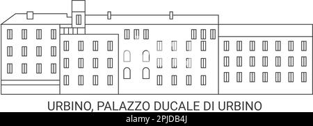 Russie, Urbino, Palazzo Ducale Di Urbino, illustration vectorielle de voyage Illustration de Vecteur