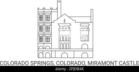 États-Unis, Colorado Springs, Colorado, Château de Miramont, illustration vectorielle de voyage Illustration de Vecteur