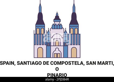 Espagne, Saint-Jacques-de-Compostelle, San Marti, O Pinario Voyage repère illustration vecteur Illustration de Vecteur