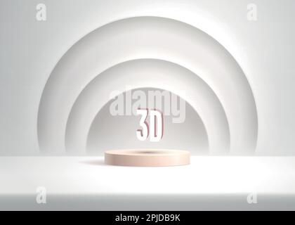 Scène minimaliste pour les produits cosmétiques de spectacle. 3d cylindres dorés réalistes sur fond blanc. Maquette de podium pour la présentation des produits Illustration de Vecteur