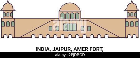 Inde, Jaipur, fort Amer, illustration vectorielle de voyage Illustration de Vecteur