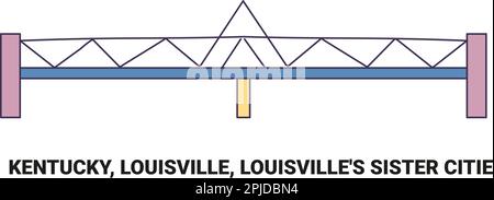 États-Unis, Kentucky, Louisville, Sister Cities de Louisville, illustration de vecteur de voyage Illustration de Vecteur