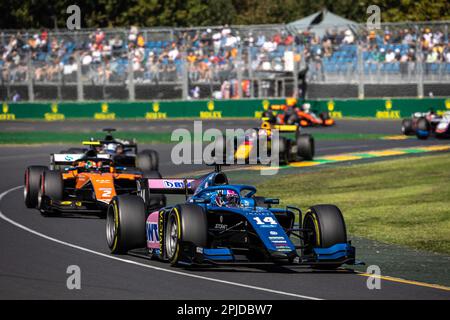 14 DOOHAN Jack (aus), Uni-Virtuosi Racing, Dallara F2, action lors de la ronde 3rd du Championnat de Formule 2 de la FIA 2023 de 31 mars à 2 avril 2023 sur le circuit Albert Park, à Melbourne, Australie - photo Diederik van der Laan / Agence néerlandaise de photo / DPPI Banque D'Images