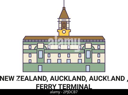 Nouvelle-Zélande, Auckland, Auckland , Ferry terminal voyage illustration vectorielle Illustration de Vecteur