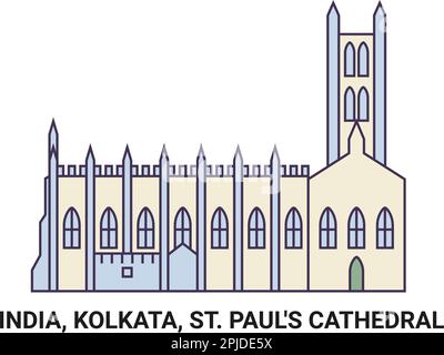 Inde, Kolkata, St. Cathédrale de Paul, illustration vectorielle de voyage Illustration de Vecteur