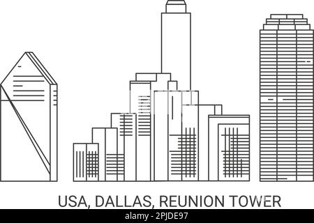 USA, Dallas, Reunion Tower, illustration vectorielle de voyage Illustration de Vecteur