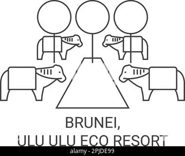 Brunei, Ulu Ulu Eco Resort Voyage repère illustration vectorielle Illustration de Vecteur