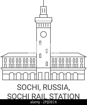 Russie, Sotchi, Sochi Rail Station Voyage illustration vecteur de repère Illustration de Vecteur