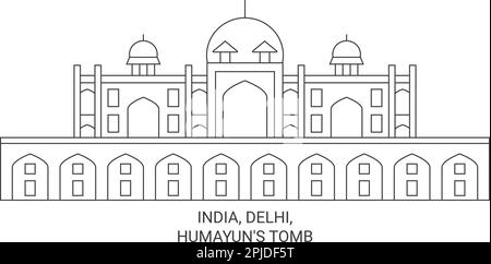 Inde, Delhi, illustration vectorielle du voyage de la tombe d'Humayun Illustration de Vecteur