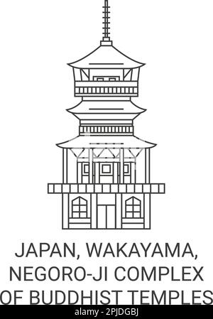Japon, Wakayama, complexe de Negoroji des temples bouddhistes Voyage illustration vecteur historique Illustration de Vecteur