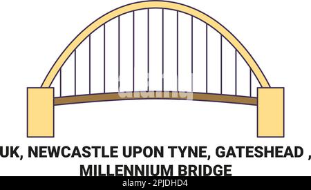 Angleterre, Newcastle upon Tyne, Gateshead , Millennium Bridge Voyage repère illustration vecteur Illustration de Vecteur