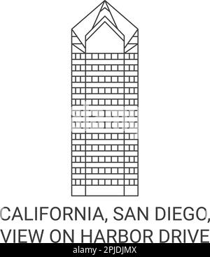 États-Unis, Californie, San Diego, Voir sur Harbor Drive illustration du vecteur de repère de voyage Illustration de Vecteur