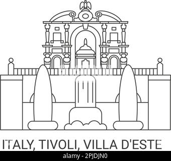 Italie, Tivoli, Villa d'este, illustration vectorielle de voyage Illustration de Vecteur