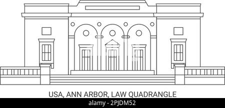 Etats-Unis, Ann Arbor, Law Quadrangle, illustration du vecteur de repère de voyage Illustration de Vecteur