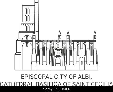 France, ville épiscopale d'Albi, Cathédrale Basilique de Saint Cecilia Voyage repère illustration vectorielle Illustration de Vecteur