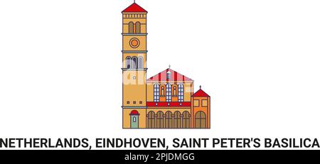 Pays-Bas, Eindhoven, Basilique Saint-Pierre, illustration vectorielle de voyage Illustration de Vecteur