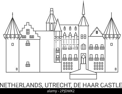 Pays-Bas, Utrecht, Château de Haar, illustration vectorielle de voyage Illustration de Vecteur