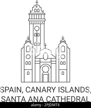 Espagne, îles Canaries, Santa Ana Cathédrale voyage illustration vecteur Illustration de Vecteur