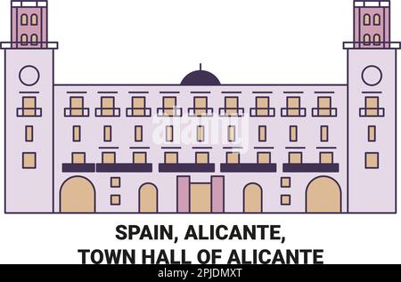 Espagne, Alicante, Hôtel de ville d'Alicante Voyage repère illustration vecteur Illustration de Vecteur