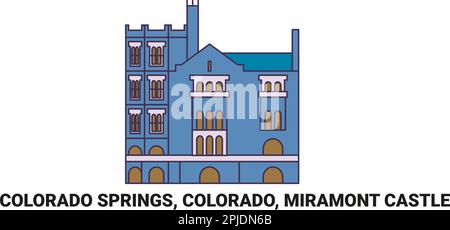 États-Unis, Colorado Springs, Colorado, Château de Miramont, illustration vectorielle de voyage Illustration de Vecteur