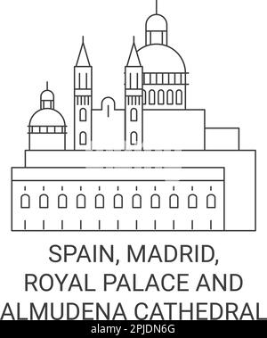 Espagne, Madrid, le Palais Royal et la Cathédrale d'Almudena Voyage illustration vecteur Illustration de Vecteur