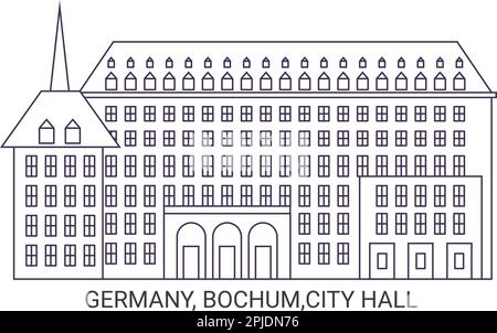 Allemagne, Bochum, Hôtel de ville, illustration vectorielle de voyage Illustration de Vecteur