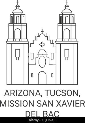 États-Unis, Arizona, Tucson, Mission San Xavier Del bac Voyage scénario illustration Illustration de Vecteur