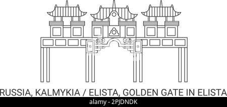Russie, Elista, Golden Gate à Elista, illustration vectorielle de voyage Illustration de Vecteur