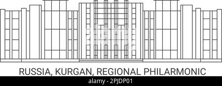 Russie, Kurgan, illustration du vecteur de voyage régional philarmonique Illustration de Vecteur