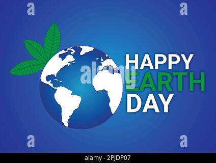 Illustration vectorielle de l'arrière-plan pour Happy Earth Day avec une feuille verte sur fond bleu Illustration de Vecteur