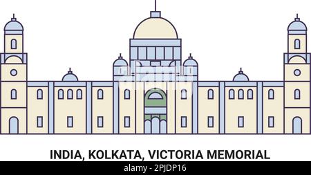 Inde, Kolkata, Victoria Memorial, illustration vectorielle de voyage Illustration de Vecteur