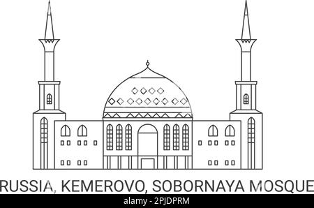 Russie, Kemerovo, Mosquée Sobornaya, illustration vectorielle de voyage Illustration de Vecteur