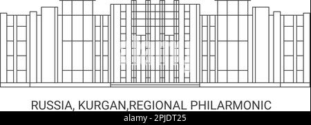 Russie, Kurgan,Philarmonic régional , illustration du vecteur de voyage historique Illustration de Vecteur