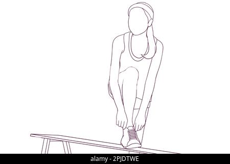 Femme athlétique se prépare à l'exercice main dessin illustration vectorielle Illustration de Vecteur