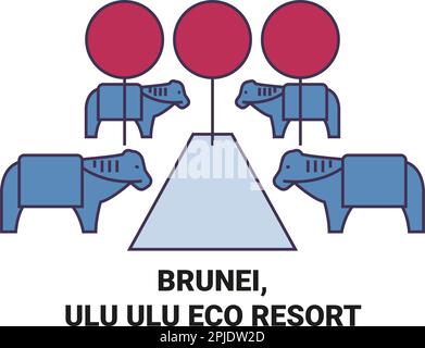 Brunei, Ulu Ulu Eco Resort Voyage repère illustration vectorielle Illustration de Vecteur