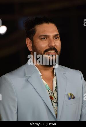Mumbai, Inde. 31st mars 2023. Yuvraj Singh, ancien cricketer international indien pose pour une photographie le premier jour des ouvertures du centre culturel Nita Mukesh Ambani à Mumbai, Inde, 31 mars 2023. (Photo par Indranil Aditya/NurPhoto)0 crédit: NurPhoto SRL/Alay Live News Banque D'Images