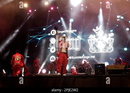 Mexico, Mexique. 1st avril 2023. Le groupe musical Kumbia Kings au concert gratuit dans le Zocalo à Mexico. Sur 1 avril 2023 à Mexico, Mexique (Credit image: © Luis Barron/eyepix via ZUMA Press Wire) USAGE ÉDITORIAL SEULEMENT! Non destiné À un usage commercial ! Banque D'Images