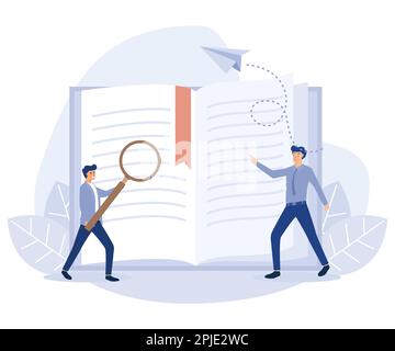 Analyse commerciale, méthodologie et recherche d'informations, étude et données de recherche, problèmes spécifiques vecteur plat illustration moderne Illustration de Vecteur