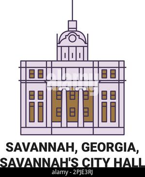Etats-Unis, Savannah, Géorgie, Savannah City Hall Voyage illustration vecteur Illustration de Vecteur
