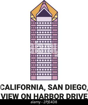 États-Unis, Californie, San Diego, Voir sur Harbor Drive illustration du vecteur de repère de voyage Illustration de Vecteur