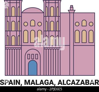 Espagne, Andalousie, Malaga, Alcazaba voyage illustration vectorielle Illustration de Vecteur