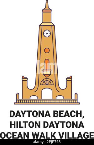 Etats-Unis, Daytona Beach, Hilton Daytona Beach Resort Ocean Walk Village Voyage illustration vecteur Illustration de Vecteur