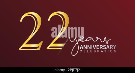 22nd anniversaire célébration logotype numéro or couleur avec fond rouge. vecteur anniversaire pour la célébration, carte d'invitation, et salutation c Illustration de Vecteur