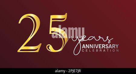 25th anniversaire célébration logotype numéro or couleur avec fond rouge. vecteur anniversaire pour la célébration, carte d'invitation, et salutation c Illustration de Vecteur