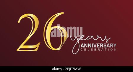 26th anniversaire célébration logotype numéro or couleur avec fond rouge. vecteur anniversaire pour la célébration, carte d'invitation, et salutation c Illustration de Vecteur