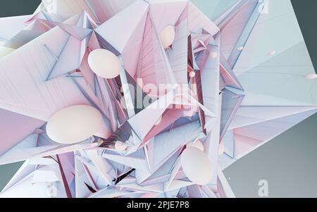 Arrière-plan abstrait en forme de rose 3D rendu graphique illustration, texture de cristal gros plan, dynamique Banque D'Images