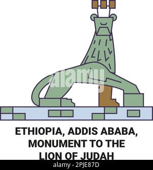 Éthiopie, Addis-Abeba, Monument au Lion de Juda Voyage illustration du vecteur historique Illustration de Vecteur