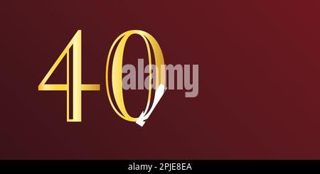 40th anniversaire célébration logotype numéro or couleur avec fond rouge. vecteur anniversaire pour la célébration, carte d'invitation, et salutation c Illustration de Vecteur